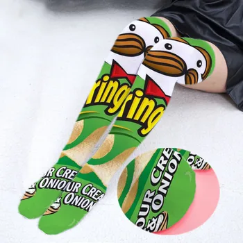 

Hot Women's Long Socks Girls Fashion Summer Printed Over Knee Socks Thigh High Sock Women Female Kawaii Thin Socks 6J-SW58