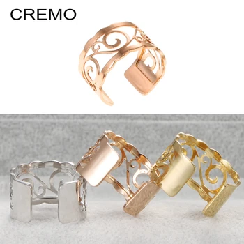 

Cremo DIY Adjustable Argent Rings For Women Bijoux Acier Inoxydable Femme Engagement Interchangeable Leather Bague