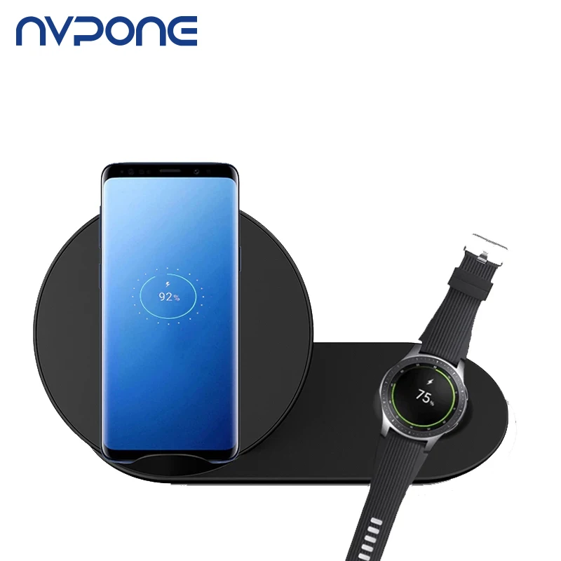 2 в 1 Беспроводное зарядное устройство для Samsung Watch Быстрая Зарядка Qi Держатель Iphone