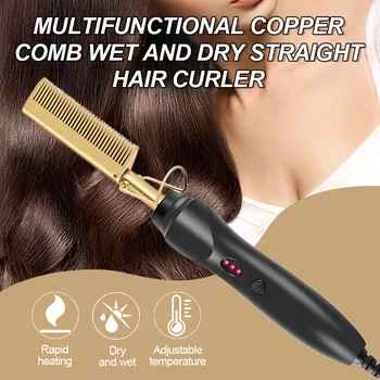 

Hair Straightener Flat Irons Straightening Brush Hot Heating Comb Hair Straight Styler Corrugation Curling Iron Hair Curler Comb