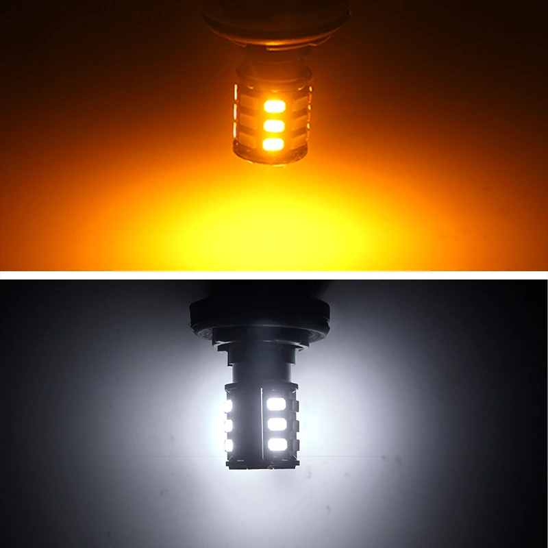 Двухцветный белый/янтарный T25 3157 P27/5 W P27/7 W 33-SMD Switchback светодиодный для вождения/парковки DRL свет переднего поворота лампы сигнального освещения
