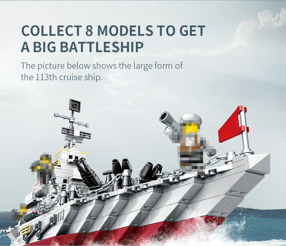 1000pcs ww2 warship building blocks toys model legoINGlys warship battleship