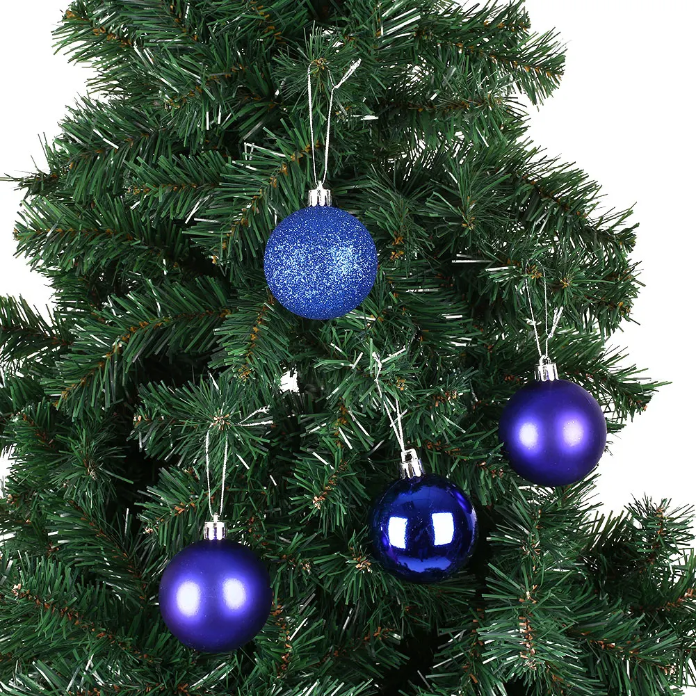 Blue 6CM 24Pcs/Box Christmas Decorative Ball Market Xmas Tree Decors 6 Colors - Цвет: Blue