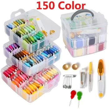 

150 Color Embroidery Thread Three-layer Boxed Thread Knitting Tool Set Diy Hand-knitted Thread Box Set Cross Stitch Thread Set