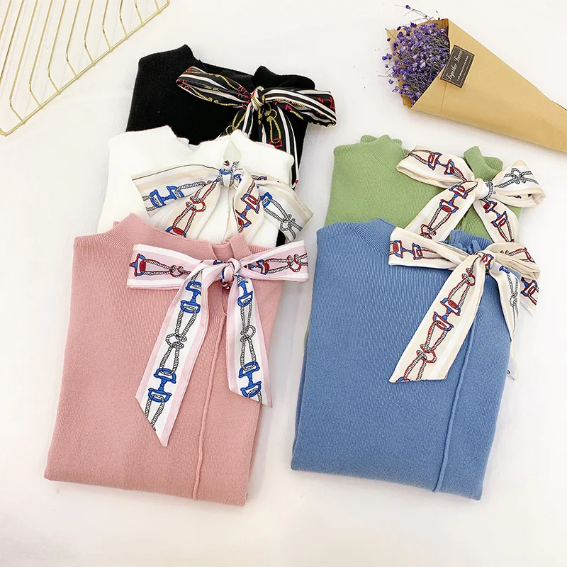 

New Korean Pullover Knitted Sweater for Women Autumn Winter High Collar Long Sleeve Sweater Female Lady Jumper Pulover