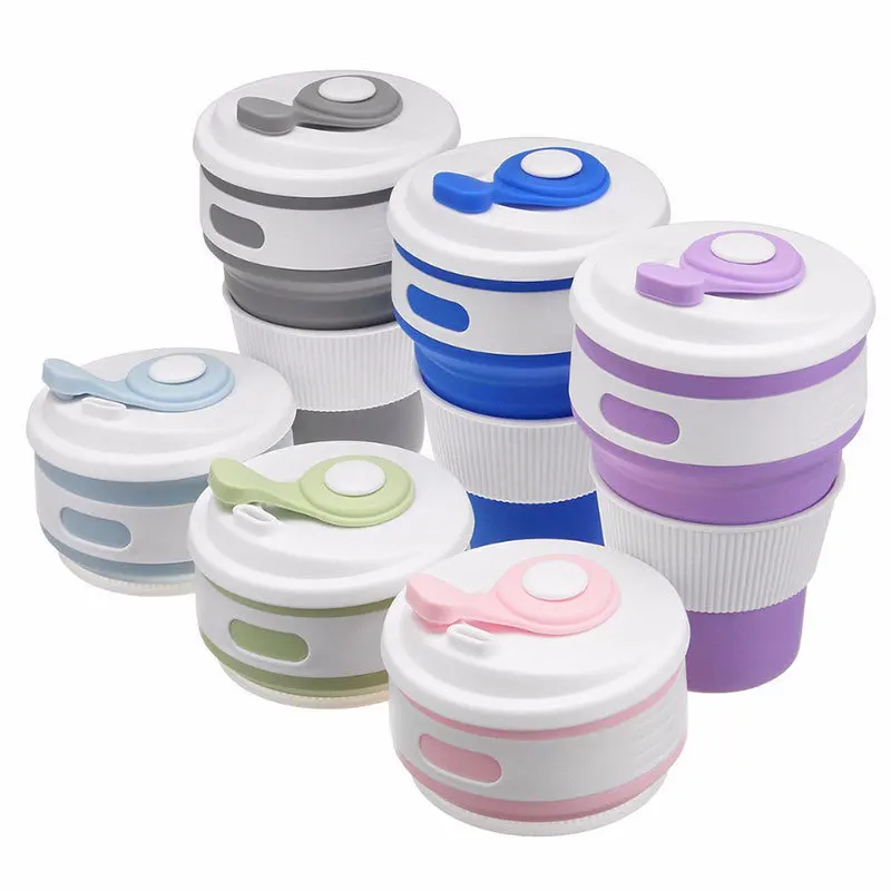 

Creative Folding Silicone Coffee Cup Multipurpose Outdoor Sport Portable Round Drinkware Cup Water Bottle Drinkware 350/450ml