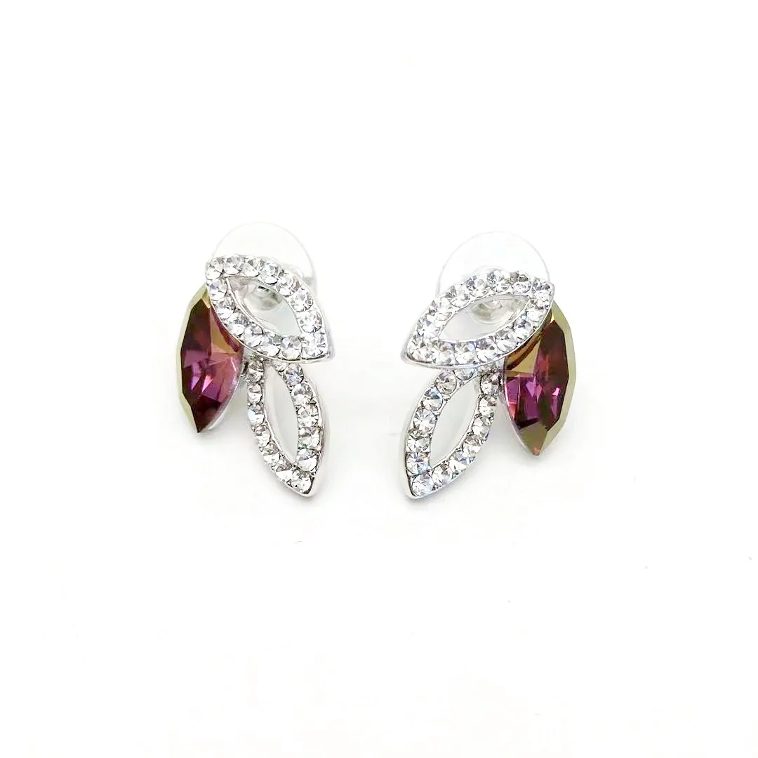 MS betti Роскошные серьги-гвоздики с цветком с набор страз от swarovski для невесты свадебные женские gitfs - Окраска металла: Fuchsia