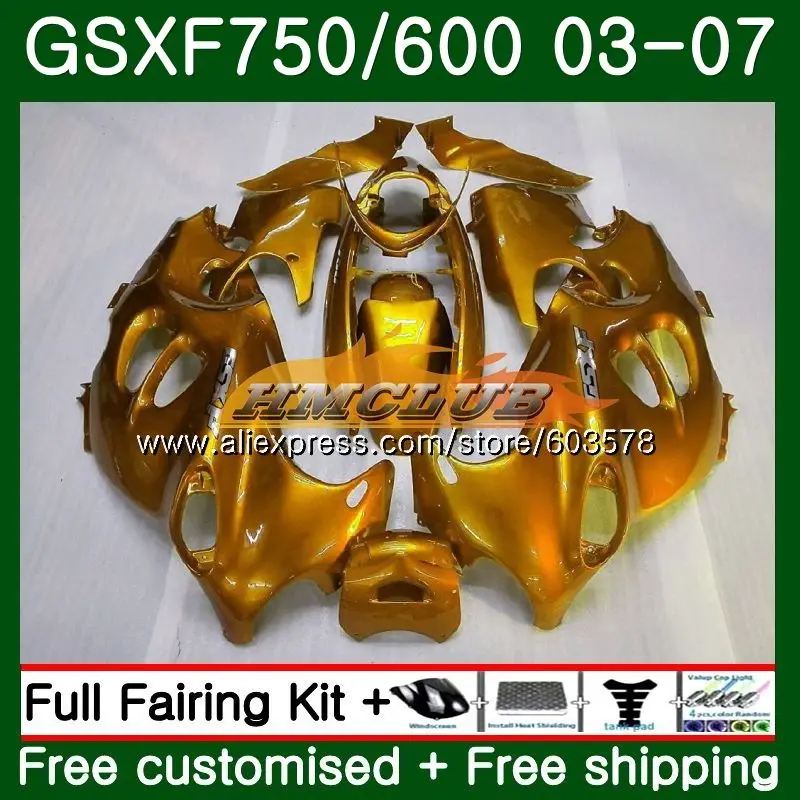 Корпус для Suzuki Katana GSXF 750 600 GSXF600 03 04 05 06 07 3CL. 57 GSX750F GSXF750 2003 2004 2005 2006 2007 Все Золотой обтекатель