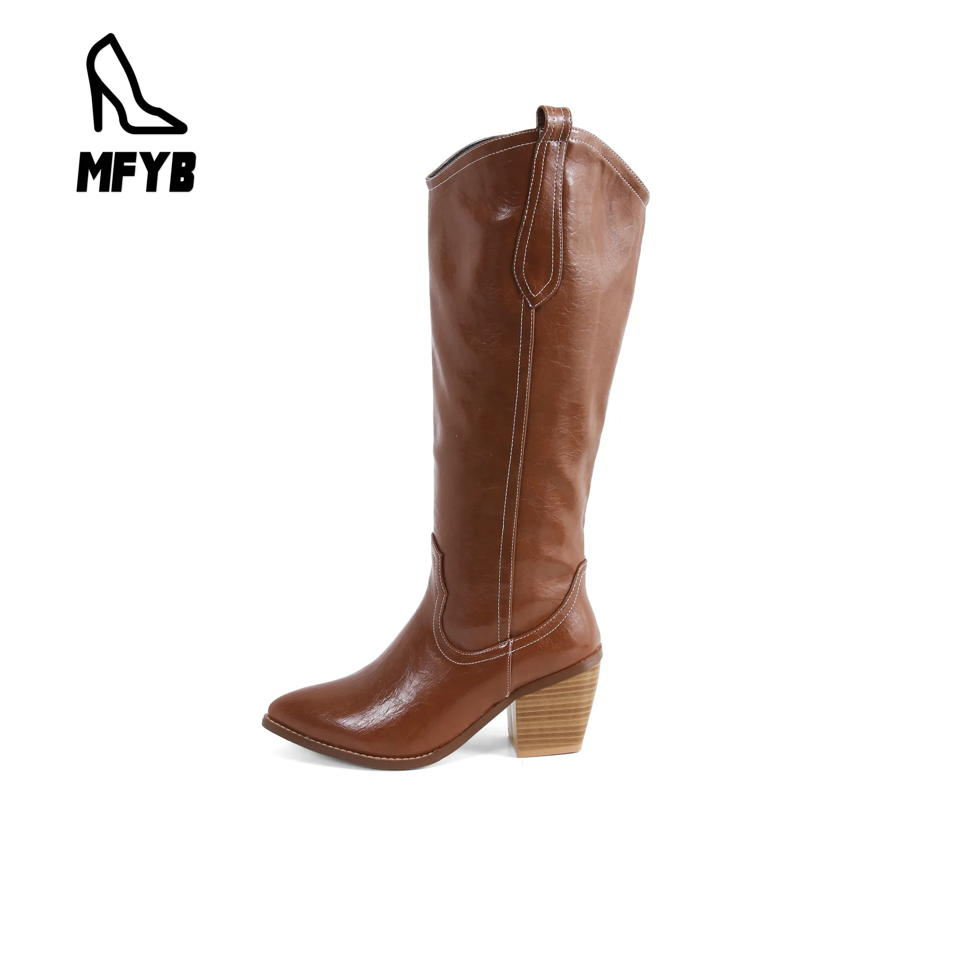 

MFYB Women's boots 2019 winter new European and American fashion pointed high-heeled large size 40-44 high boots women's boots