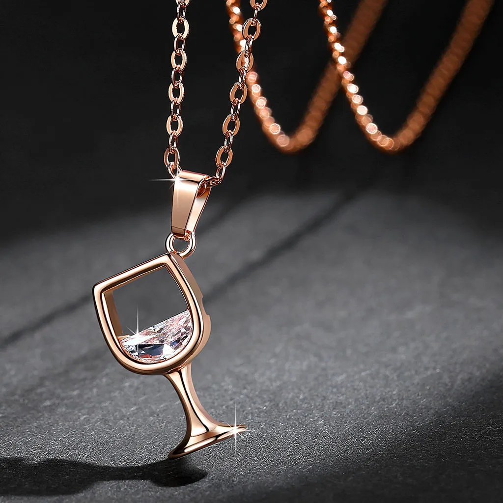 Jewelry Luxury Necklace Women Wine Glass Pendant Zirconia Long Chain Charms Gift For 2020 | Украшения и аксессуары