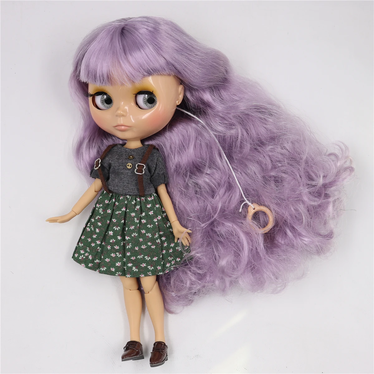 Neo Blythe Doll with Purple Hair, Tan Skin, Shiny Cute Face & Custom Jointed Body 2