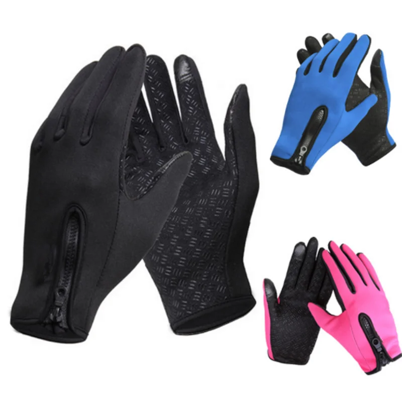 Велосипедные перчатки с сенсорным экраном, зимние, тепловые, ветрозащитные, теплые, полный палец, велосипедные перчатки, противоскользящие, мужские, женские, для улицы, велосипедные перчатки