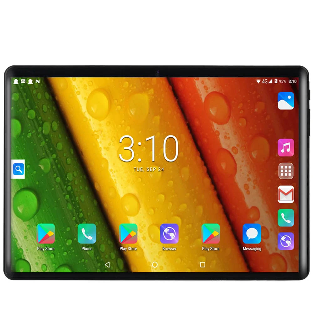 10,1 дюймов планшетный ПК 2.5D закаленное стекло 4G Телефонный звонок Android 9,0 десять ядер 8 ГБ ОЗУ 128 Гб ПЗУ 5,0 МП ips Wi-Fi карты планшеты ПК