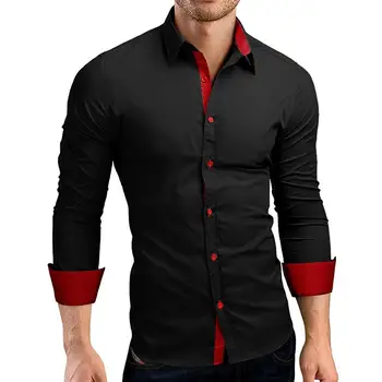 

Business men's simple button-down long-sleeved shirt comfortable jacket
