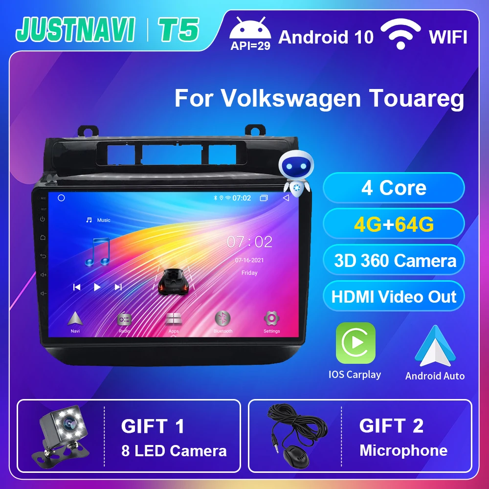 Автомобильный радиоприемник JUSTNAVI для VW Volkswagen Touareg 2011-2017 GPS Авторадио Carplay
