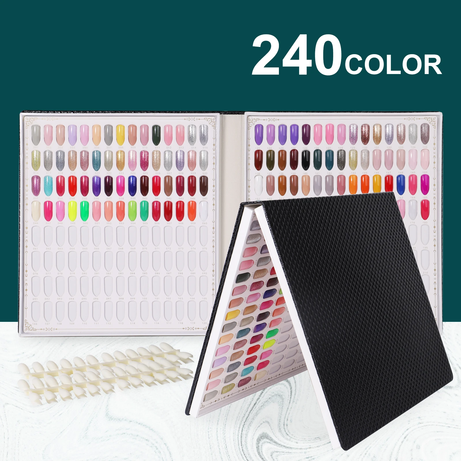 Nail Tip Display Book with Leather Cover and Gel Polish Swatch Holder