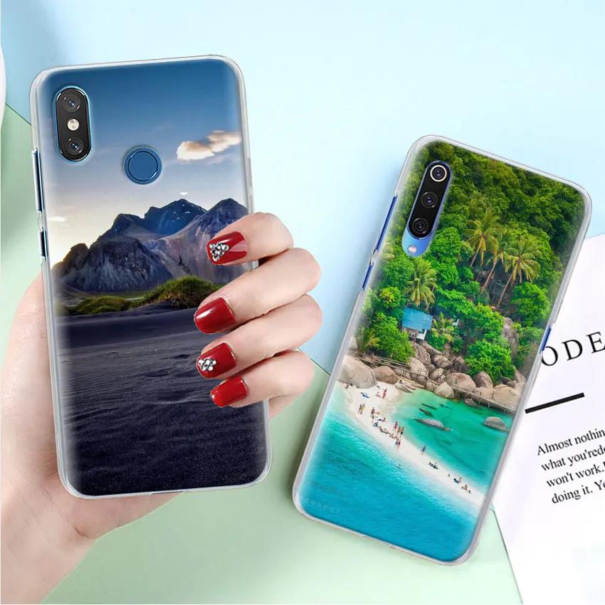 Пейзаж горы пейзаж чехол для Xiaomi mi A3 A1 A2 8 Lite 9T CC9E Играть Red mi K20 Pro 7A Note 7 фотоаппаратов моментальной печати 7S жесткий прозрачный чехол Capa