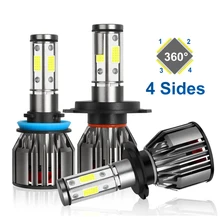 H7 LED 4 Side T9 H4 Car Headlight Bulb COB H1 H3 H7 H11 9005 9006 880 881 8000LM 6500K Auto Voiture Fog Light 12V Auto Headlamp