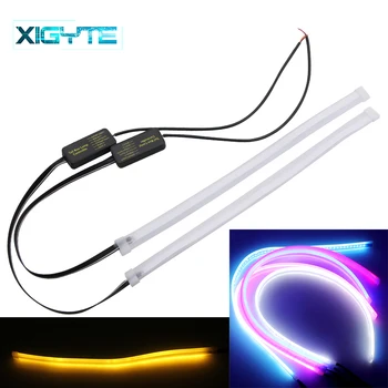 

2pcs Car led 30cm 45cm 60cm vehicle DRL Flexible Tube Strip led car Daytime Running Lights Turn Signal Angel Eyes Car Styling