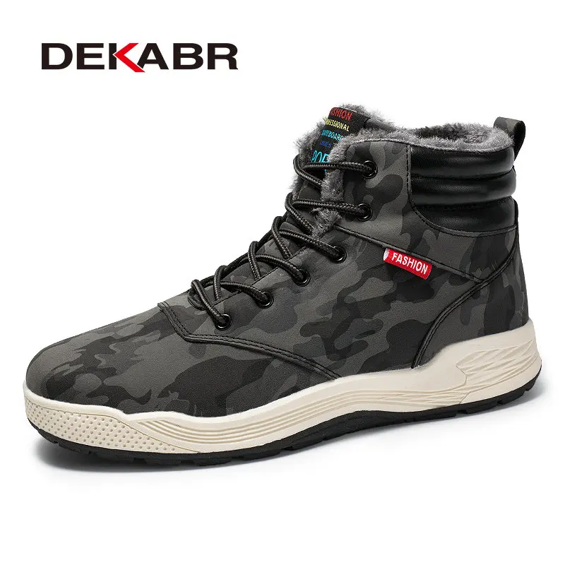 DEKABR/сезон осень-зима; мужские зимние ботинки; модные стильные повседневные мужские ботинки; теплые плюшевые ботильоны на шнуровке; Мужская зимняя Рабочая обувь - Цвет: Camouflage