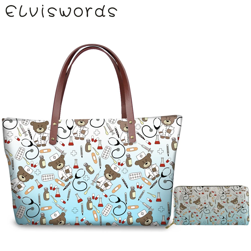 ELVISWORDS bolsos de hombro de de moda bolso de enfermera oso estampado diseñador Casual niñas bolsas de bolso mujer 2019| | - AliExpress