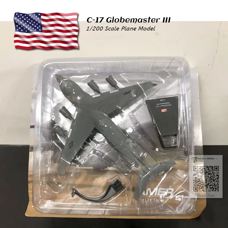  AMER 1/200 Scale Military Model Toys USA C-17 Globemaster III Military Transport Aircraft Diecast M