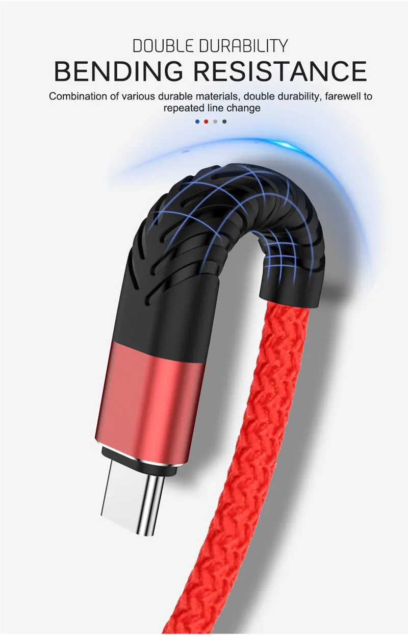 1 2 3 м usb type-C кабель для samsung S10 S9 Быстрая зарядка USB C Быстрая зарядка кабель для huawei P30 Xiaomi зарядное устройство провод шнур данных