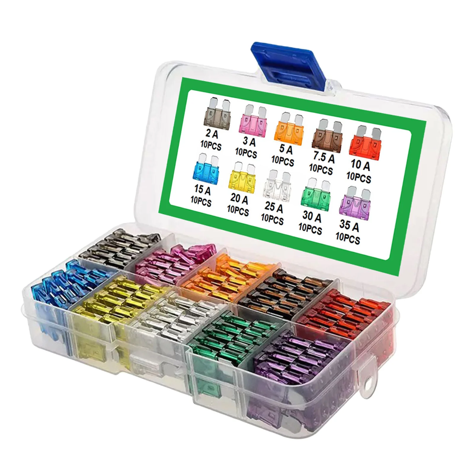 Standard Blade Fuse Assortment Kit Auto Car Fuses Assorted Set 100Pcs