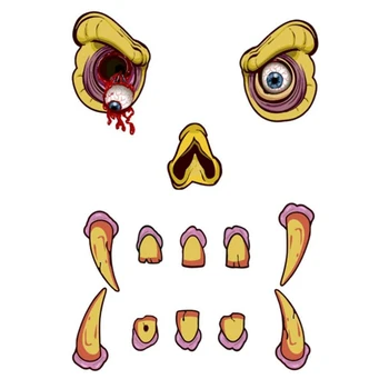 

Halloween Monster Face Decorations Archway Garage Door Decoration with Eyes Fangs Nostrils and Double Face Stickers