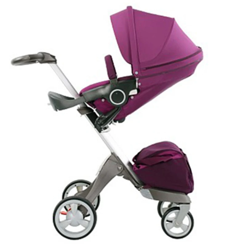 Baby Stroller 2 in 1 High Landscape Kids Pram Folding Carriage Black Newborn Stroller Car Baby Cart Luxury Pushchairs For Infant - Цвет: purple pram1