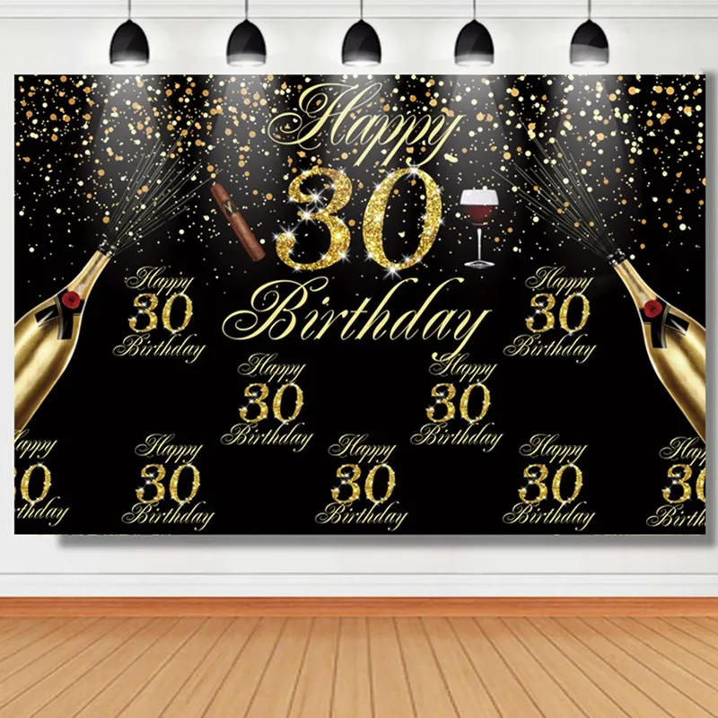 PATIMATE черный Золотой Фон Happy 30 40 50 день рождения украшения для взрослых 30th день рождения 40th 50th вечерние принадлежности для декора