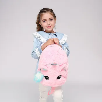 

2019 New 3D Cartoon kids bag holographic pink backpack for children Plush school bags pu backpack for girls mochila escolar