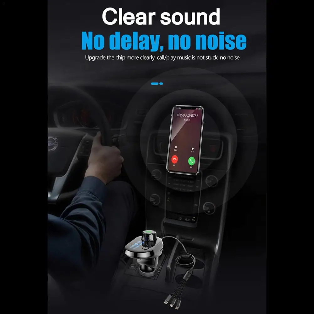 Автомобильный MP3-плеер HD синий экран Bluetooth fm-передатчик V5.0 Автомобильный MP3-плеер TF карта 5 В/3.1A аудио автомобильный модулятор Автомобильный модулятор