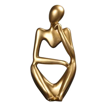 

Thinker Statue Ornament Abstract Character Decoration Gift Resin Collection Small Desktop Drawing Room Craft Home Office Modern