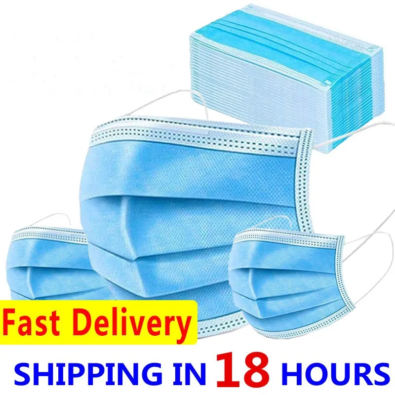 

10pcs/20pcs/50pcs/100pcs/200pcs Mask Disposable 3 Layer Nonwove Ply Filter Melt Blown Cloth Mouth Face Mouth Mask Mascarilas