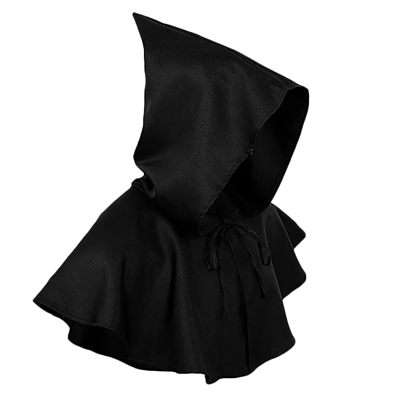 

Vintage Medieval Cowl Hat Halloween Hooded Wicca Pagan Cosplay Accessory Unisex Black
