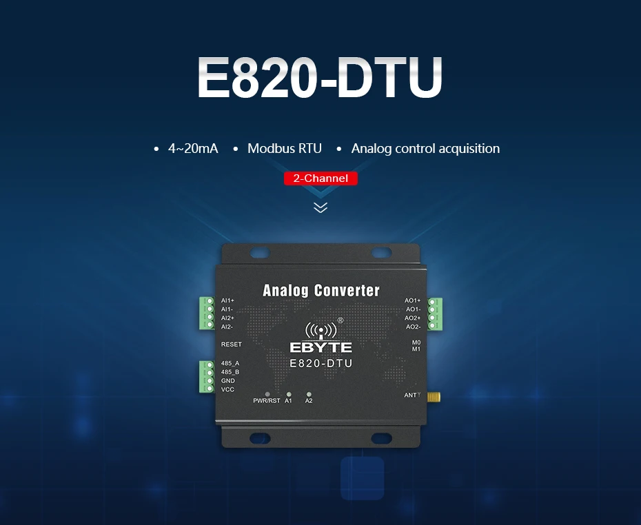 E820-DTU(2I2-433L) 433 МГц Modbus аналоговые приобретения 2 канала Беспроводной трансивер 1 Вт RS485 Интерфейс 433 мгц радиочастотный модуль