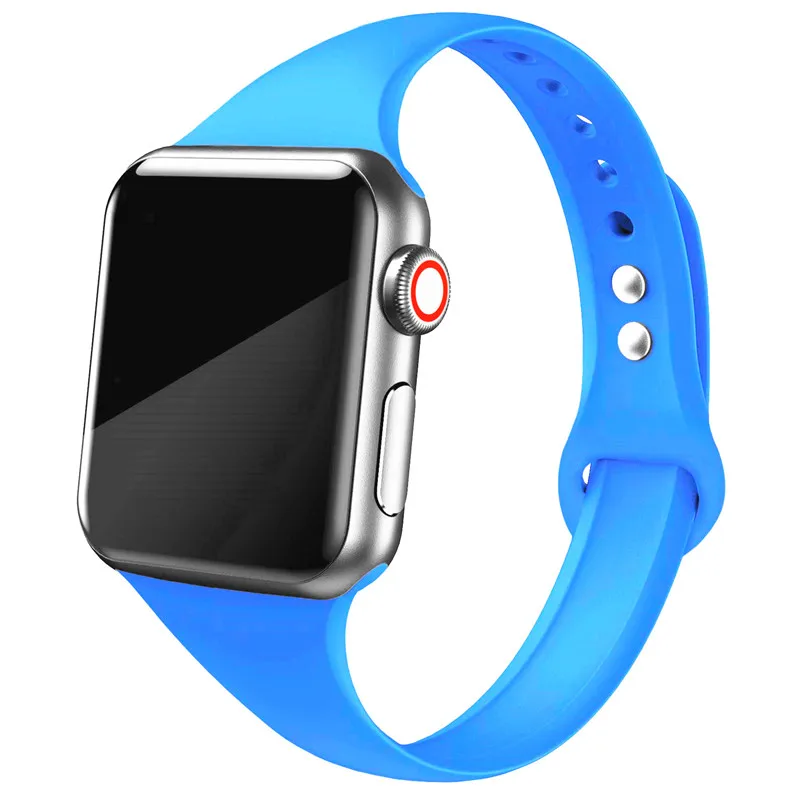 Ремешок для Apple watch band 5 4 44 мм 40 мм correa iwatch 4 3 2 42 мм 38 мм спортивный силиконовый браслет pulseira аксессуары для Apple watch - Цвет ремешка: 63-blue