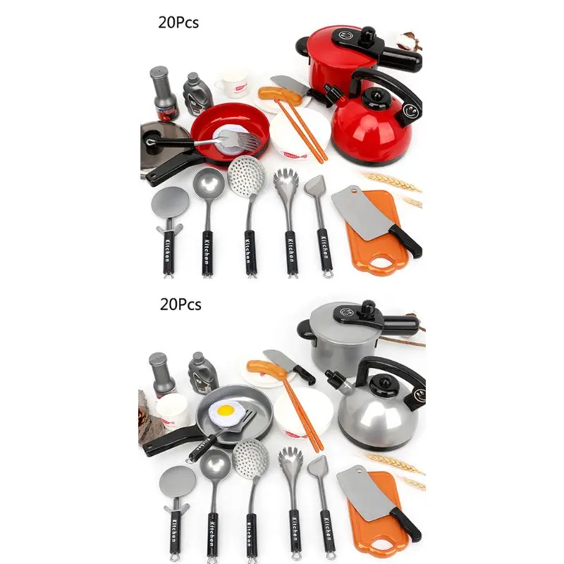 19,27,21,16,17,20Pcs/Set Toddler Baby Kids Play House Toys Kitchen Utensils Cooking Pots Pans Food Dishes Cookware Tools Toy