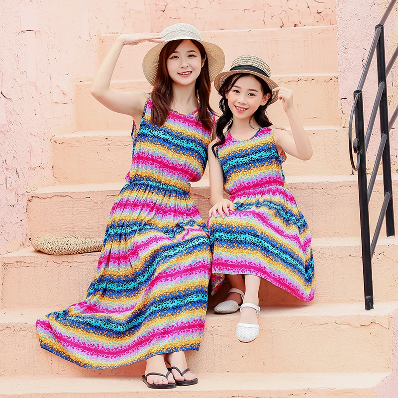Summer Children Dresses Bohemian Style Beach Dresses for Girls Flower Print Toddler Girl 2-11T Kids Long girls dress