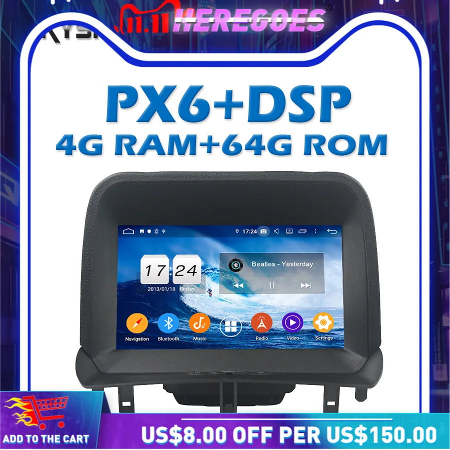 Автомобильный DVD-плеер PX6 DSP IPS Android 11 0 4 Гб + 64 GPS карта RDS радио Wifi Bluetooth 5 для Ford Tourneo