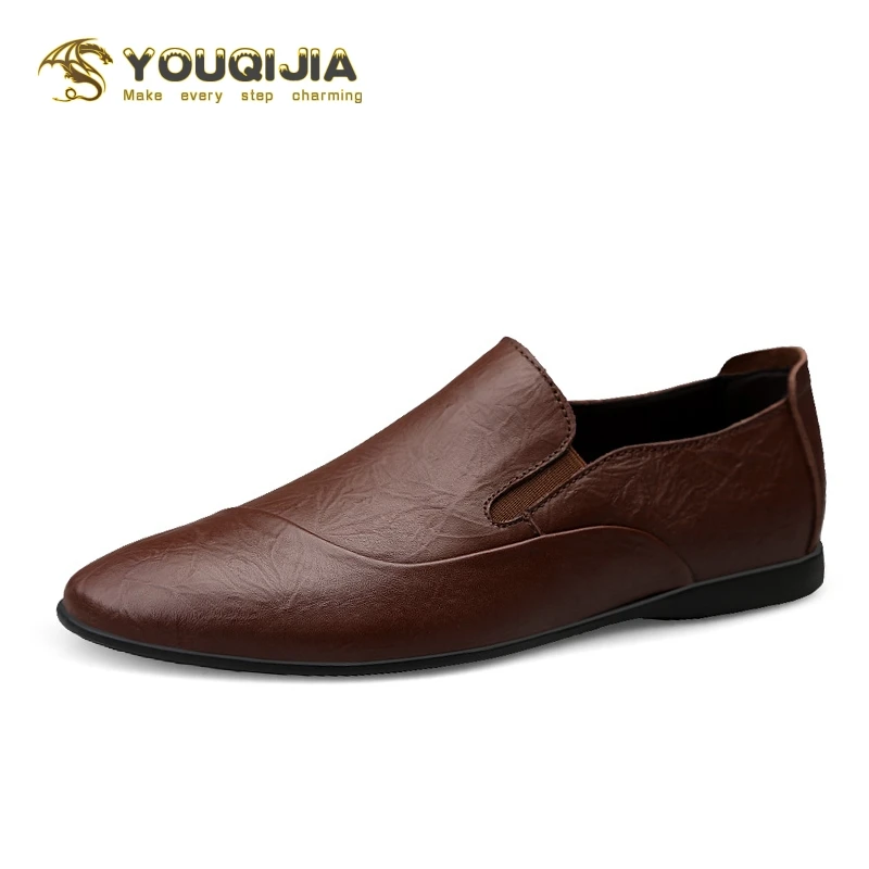 

Genuine Leather Loafers Men Shoes Luxury Brand Italian Casual Mens Breathable Driving Shoes Slip on Moccasins YOUQIJIA