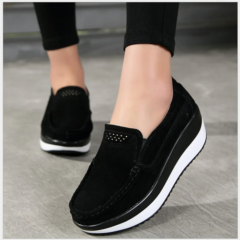 2023 Sping Women Genuine Leather Shoes Female Wholesale Flats Shoes Girl Casual Comfort Low Heels Flat Loafers Platform Shoes