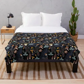 

dark wild forest mushrooms Blanket Wool Flannel Plush Blanket Bedspread For office Sherpa Blanket Couch Quilt Cover Travel
