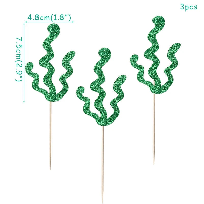 Блестящий Топпер для торта, Русалочка и хвост/ракушка/Морской конек-узор, кекс, принадлежности для украшения девичьих тортов на день рождения - Цвет: 3pc J topper