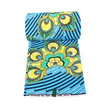 Модный желтый перо павлина принт синий хлопок высокое качество Анкара Африканский настоящий голландский воск Ткань 6 ярдов