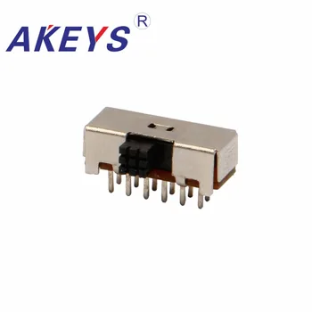 

10PCS SK-42D01 4P2T Four pole double throw handle heights 2.2mm slide switch side insert 12 pin factory direct switch