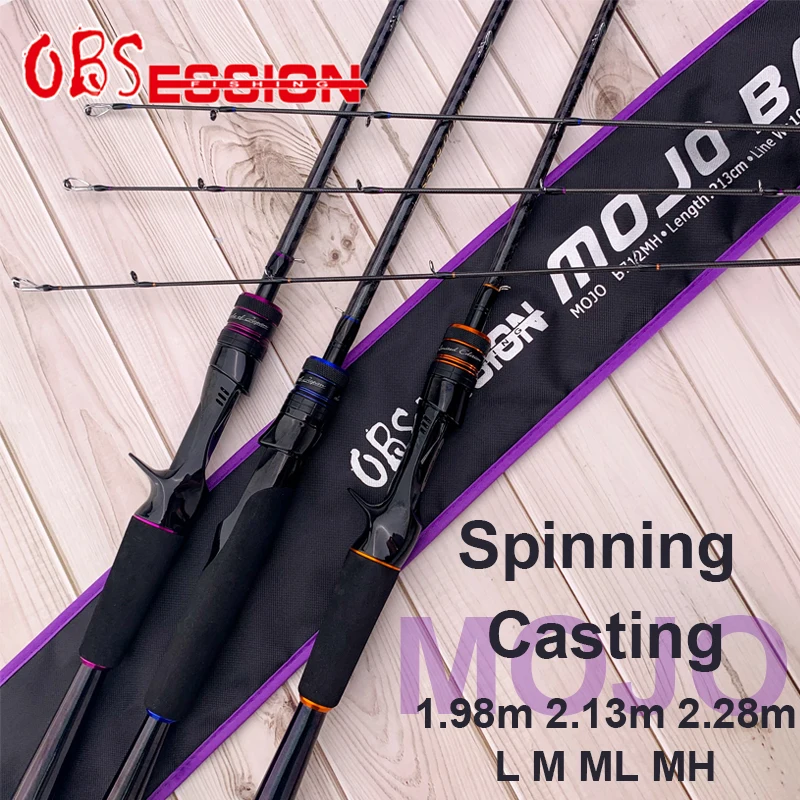 

OBSESSION Carbon 1.98m 2.13m 2.28m MOJO Spinning Casting Fishing Rod L M ML MH 2 Sections Ultra Light Fishing Rod Travel Rod