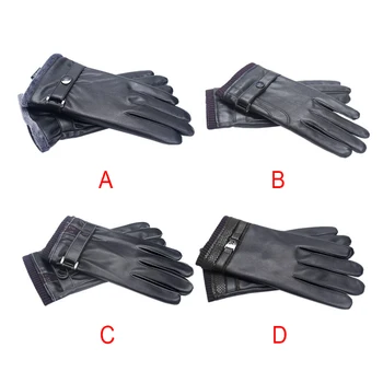 

PU Leather Touchscreen Gloves Windproof Driving Gloves Black Winter Warm Glove FEA889