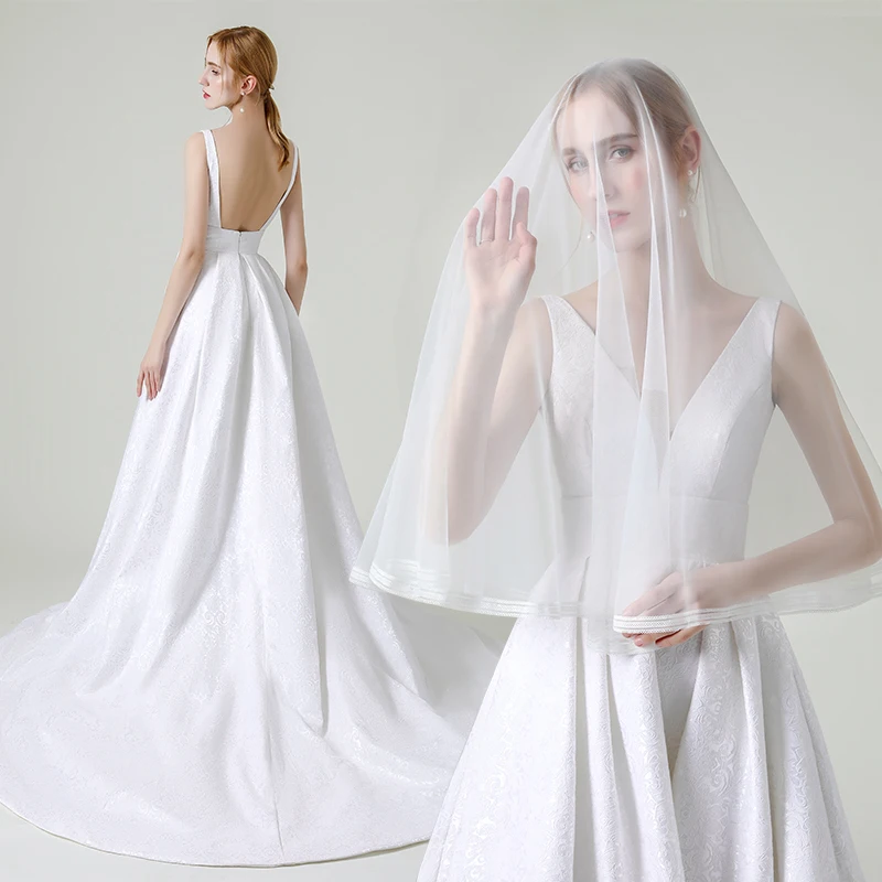 

FENTEFEN Simple High-quality Wedding Dress 2020 Lace Stain Robe De Mariee Vestidos De Novia Brides Dresses Trip Shoot DF-0065